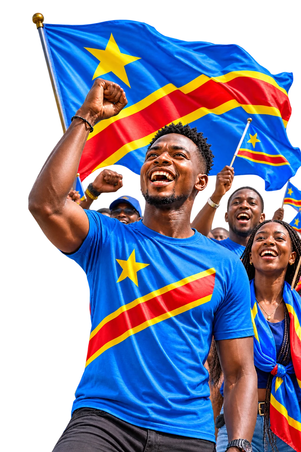 Jeunes Congolais mobilisés sous le drapeau de la République démocratique du Congo